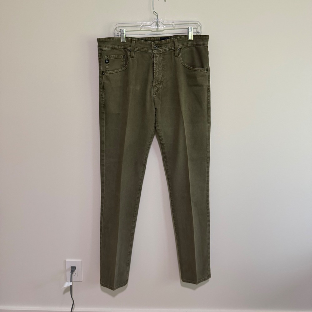 AG Adriano Goldschmied Mens The Graduate Tailored Leg Pants Olive Green 36x34